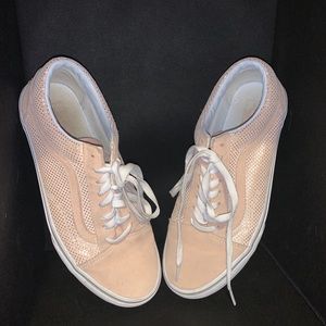 Light pink Vans Old Skool with silver mini dots